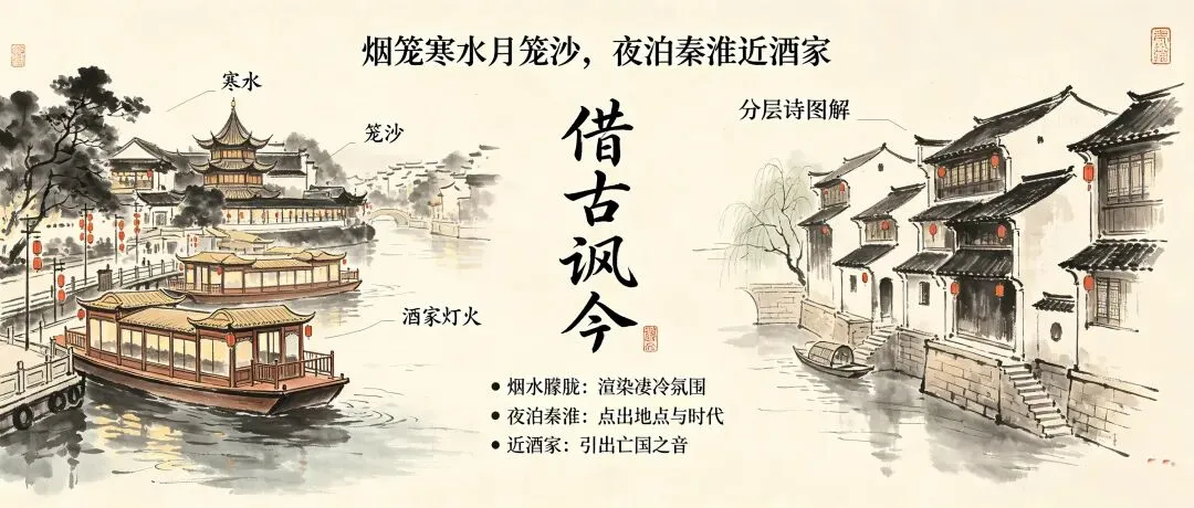 三百一十六日·语文伴中考|Day38(2026.09.19)《泊秦淮》杜牧:一纸烟月,写尽千古兴亡忧思-第2张图片-四季读书网