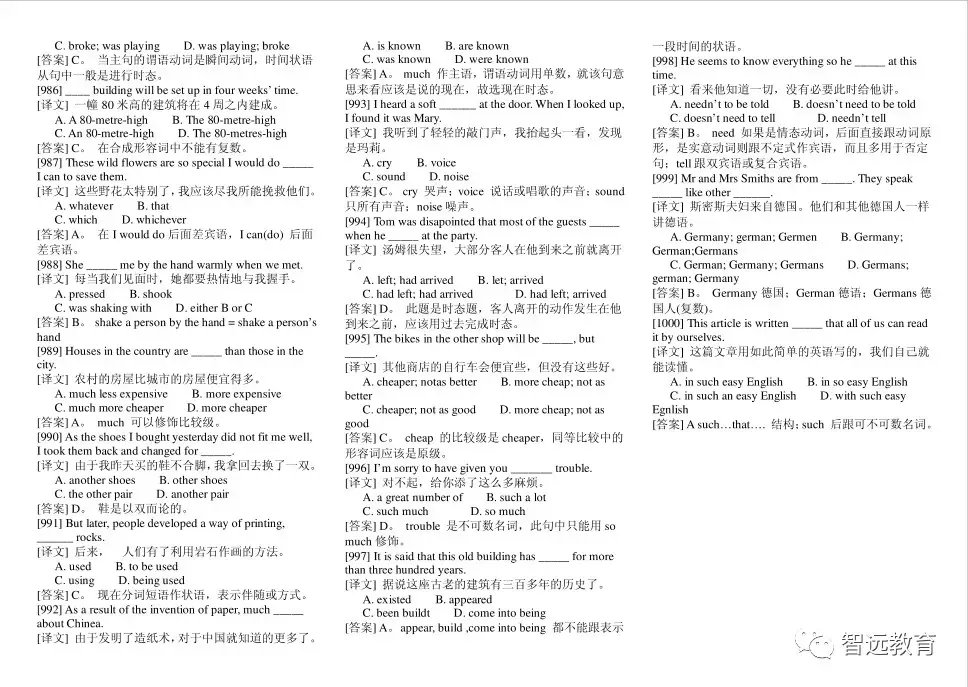 【学科】高中英语 | 历年高考英语经典选择题1000道!~刷透掌握!~建议收藏!~后附高清电子版~-第11张图片-四季读书网 【学科】高中英语 | 历年高考英语经典选择题1000道!~刷透掌握!~建议收藏!~后附高清电子版~-第11张图片-四季读书网
