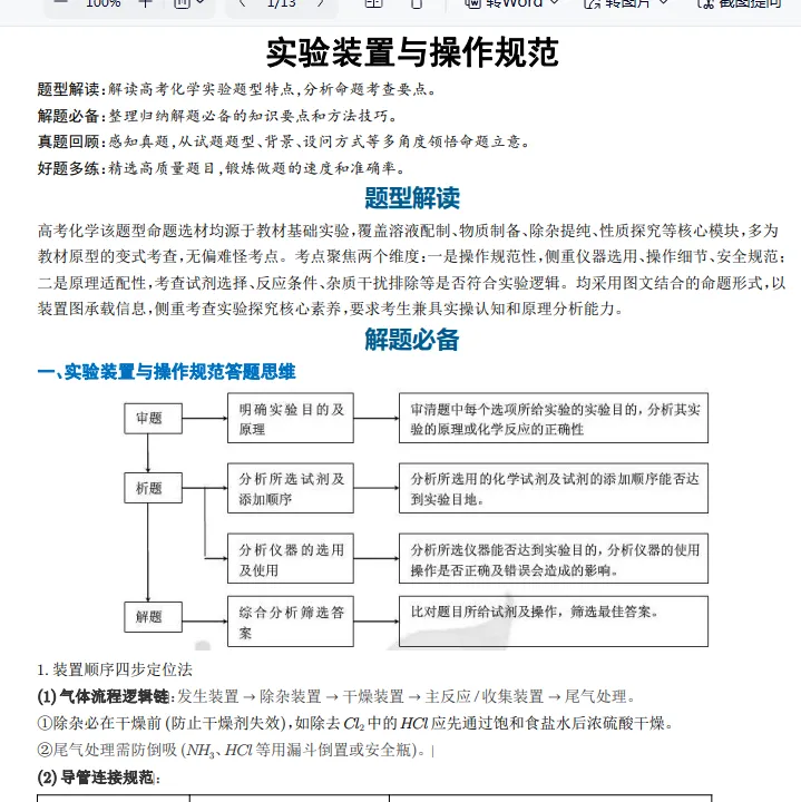 高考化学实验装置与操作规范(实验题型突破)(学生版)13页-第1张图片-四季读书网