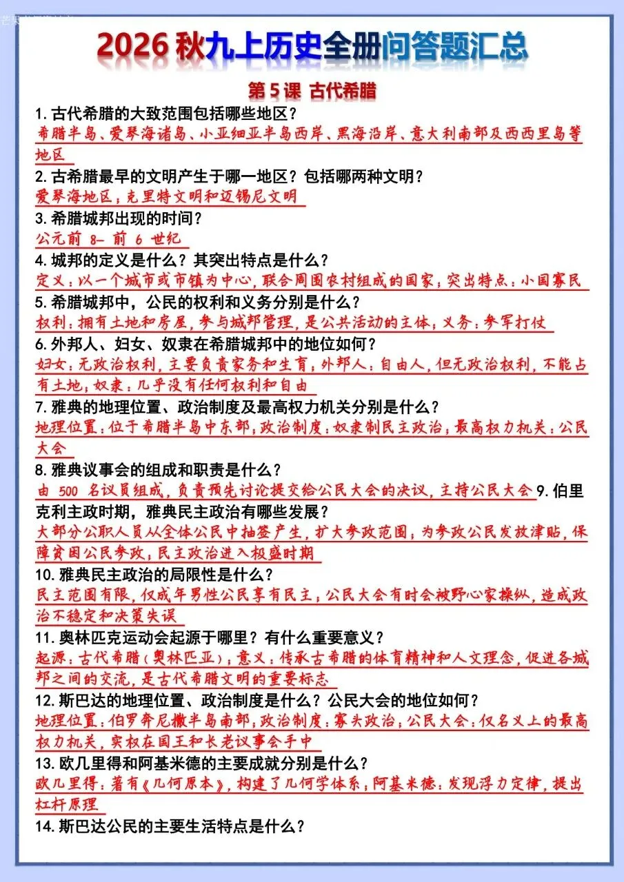 26秋初三 九年级上册历史 全册问答题汇总 背诵+默写 共106页 可打印-第10张图片-四季读书网 26秋初三 九年级上册历史 全册问答题汇总 背诵+默写 共106页 可打印-第10张图片-四季读书网