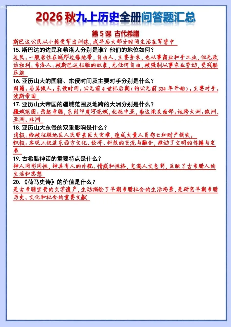 26秋初三 九年级上册历史 全册问答题汇总 背诵+默写 共106页 可打印-第12张图片-四季读书网 26秋初三 九年级上册历史 全册问答题汇总 背诵+默写 共106页 可打印-第12张图片-四季读书网