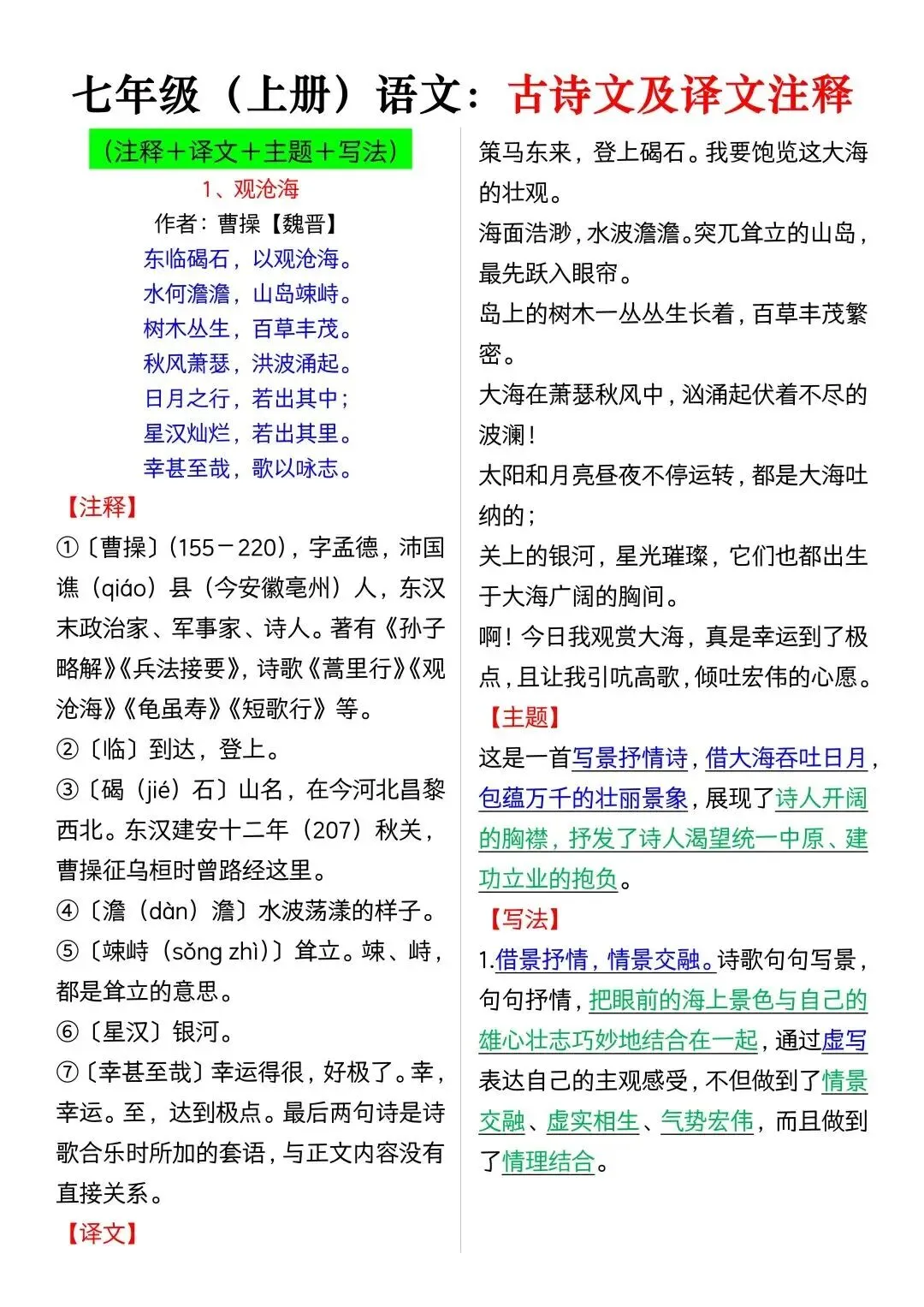 初一新版 2026 年七上全学科重点知识点背诵总结,电子打印版!-第5张图片-四季读书网 初一新版 2026 年七上全学科重点知识点背诵总结,电子打印版!-第5张图片-四季读书网