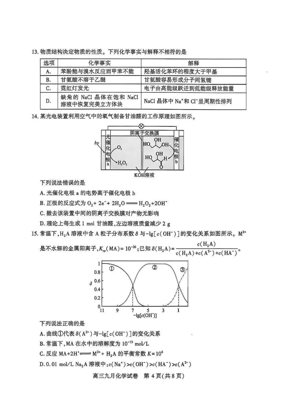 2027届武汉市高三九月调考【化学】试卷及答案-第7张图片-四季读书网 2027届武汉市高三九月调考【化学】试卷及答案-第7张图片-四季读书网