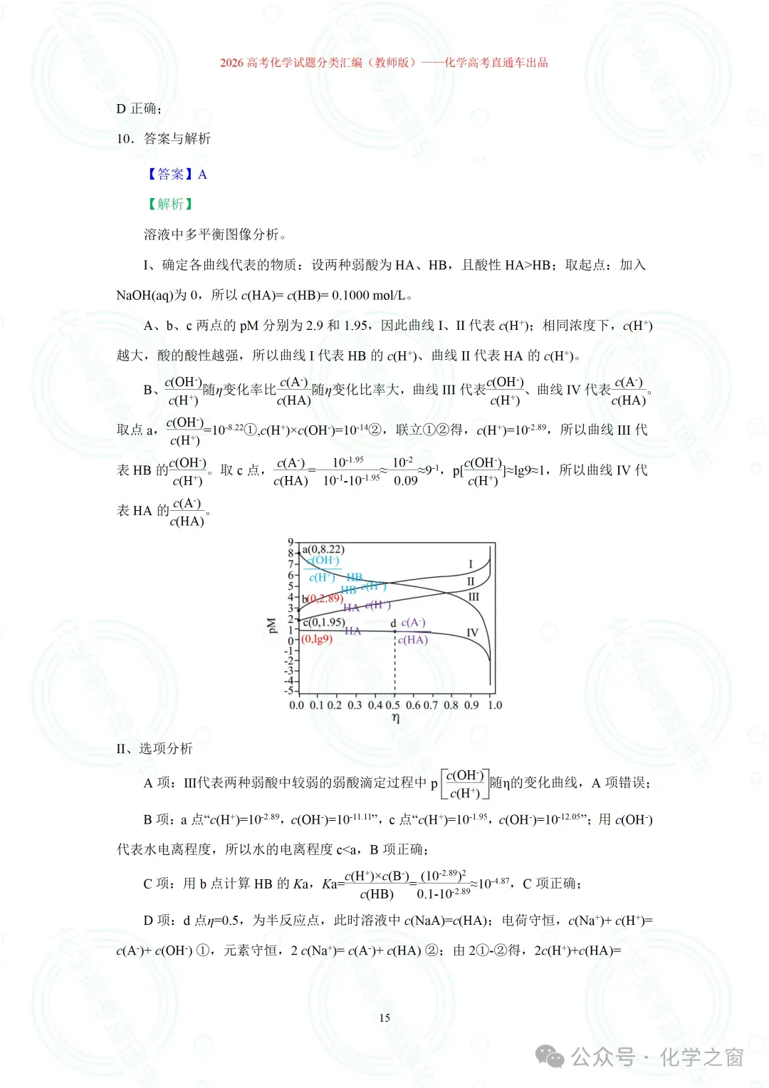 2026高考化学试题分类汇编:专题18-离子浓度大小关系曲线(精编word版)-第15张图片-四季读书网 2026高考化学试题分类汇编:专题18-离子浓度大小关系曲线(精编word版)-第15张图片-四季读书网