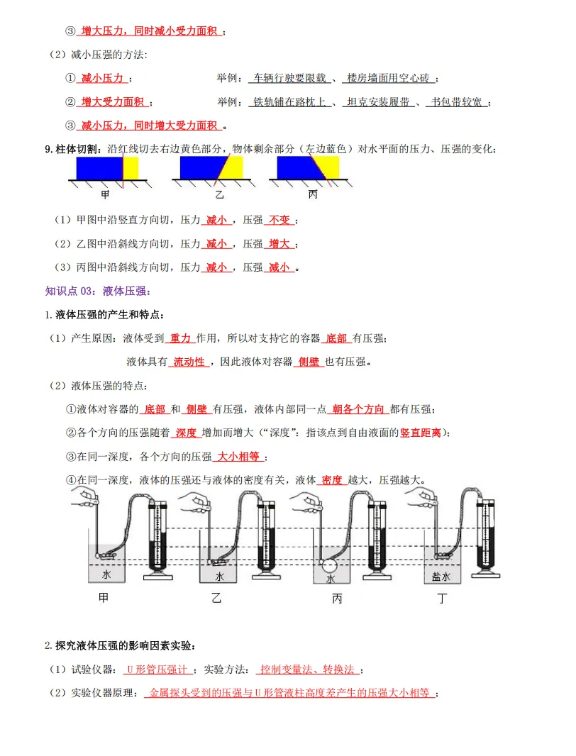 专题09+压强(思维导图+知识点复习+真题拔高卷+下载链接)物理中考重难点汇编专题讲练-第4张图片-四季读书网