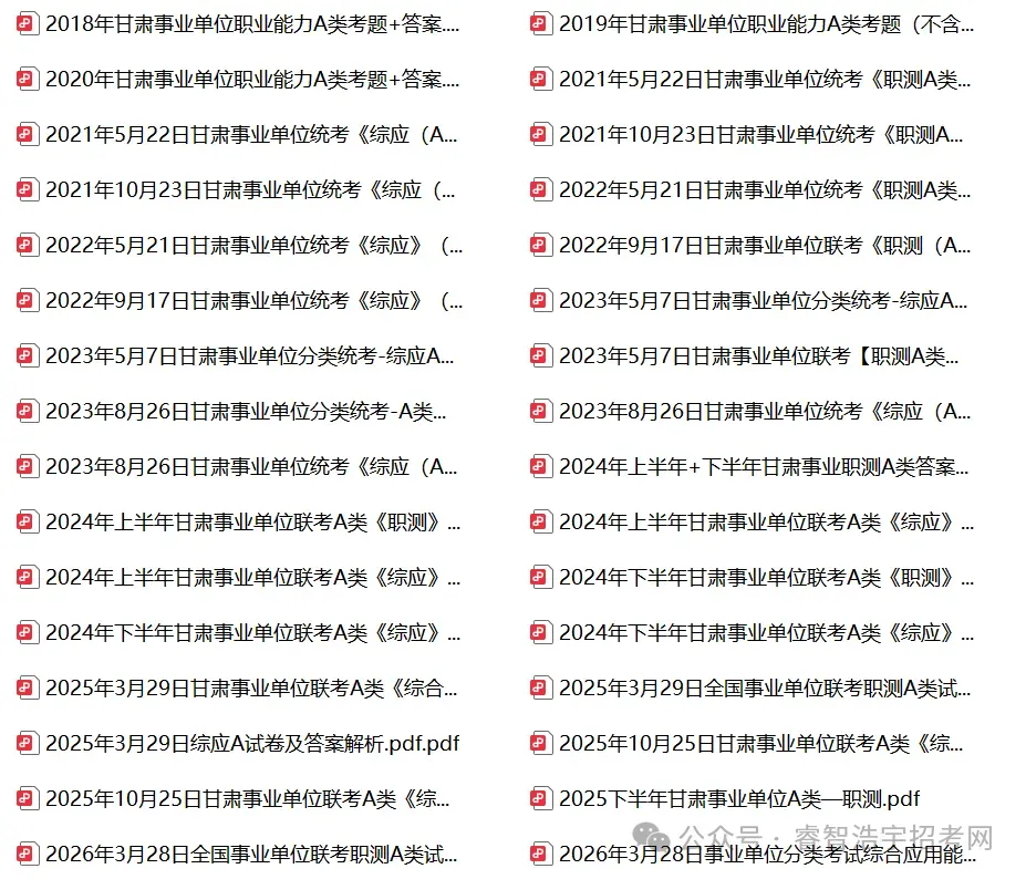 甘肃事业单位历年真题(A、B、C、D、E类)免费领取-第1张图片-四季读书网