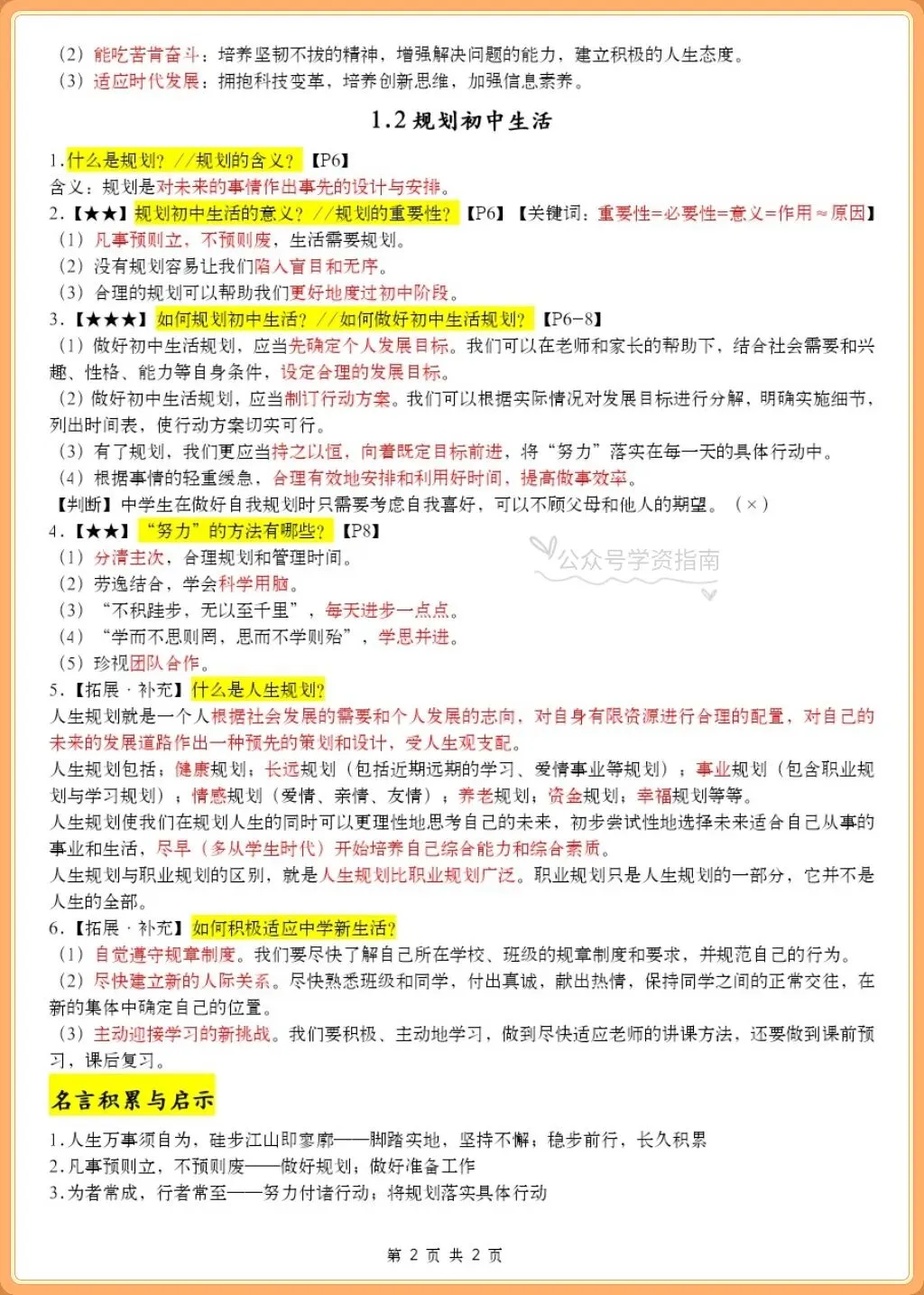 初一道法|2026年人教版七年级上册道法知识点提纲(含重点背诵页码)-第3张图片-四季读书网 初一道法|2026年人教版七年级上册道法知识点提纲(含重点背诵页码)-第3张图片-四季读书网