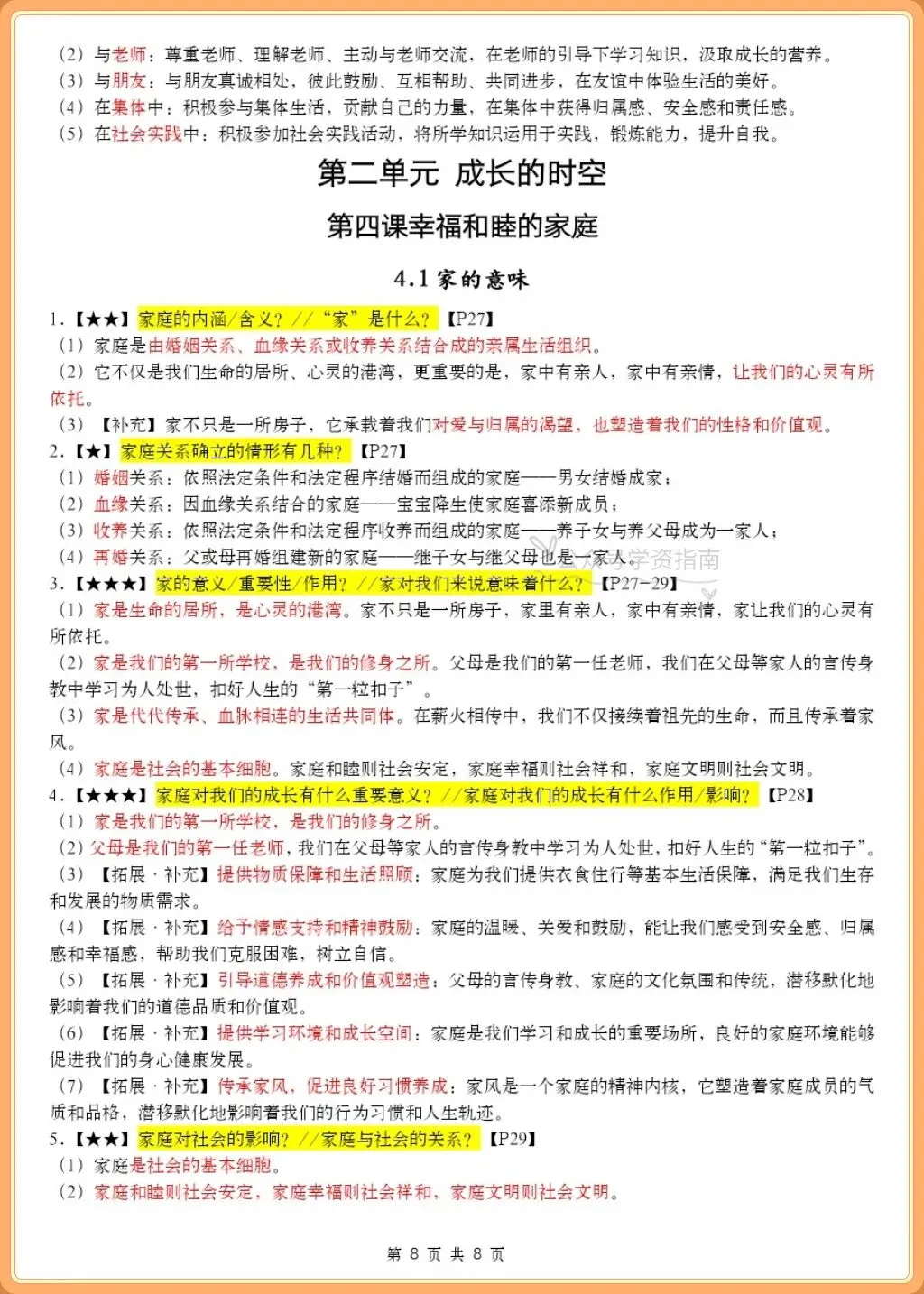 初一道法|2026年人教版七年级上册道法知识点提纲(含重点背诵页码)-第8张图片-四季读书网 初一道法|2026年人教版七年级上册道法知识点提纲(含重点背诵页码)-第8张图片-四季读书网