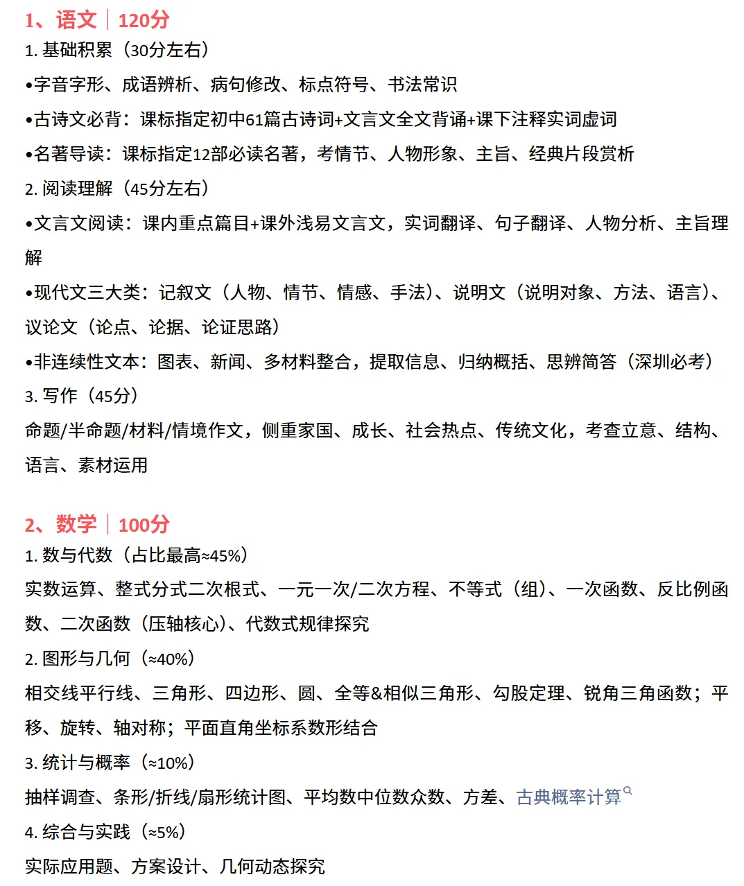干货整理 | 深圳中考各科知识点汇总!建议家长替孩子收藏!-第1张图片-四季读书网
