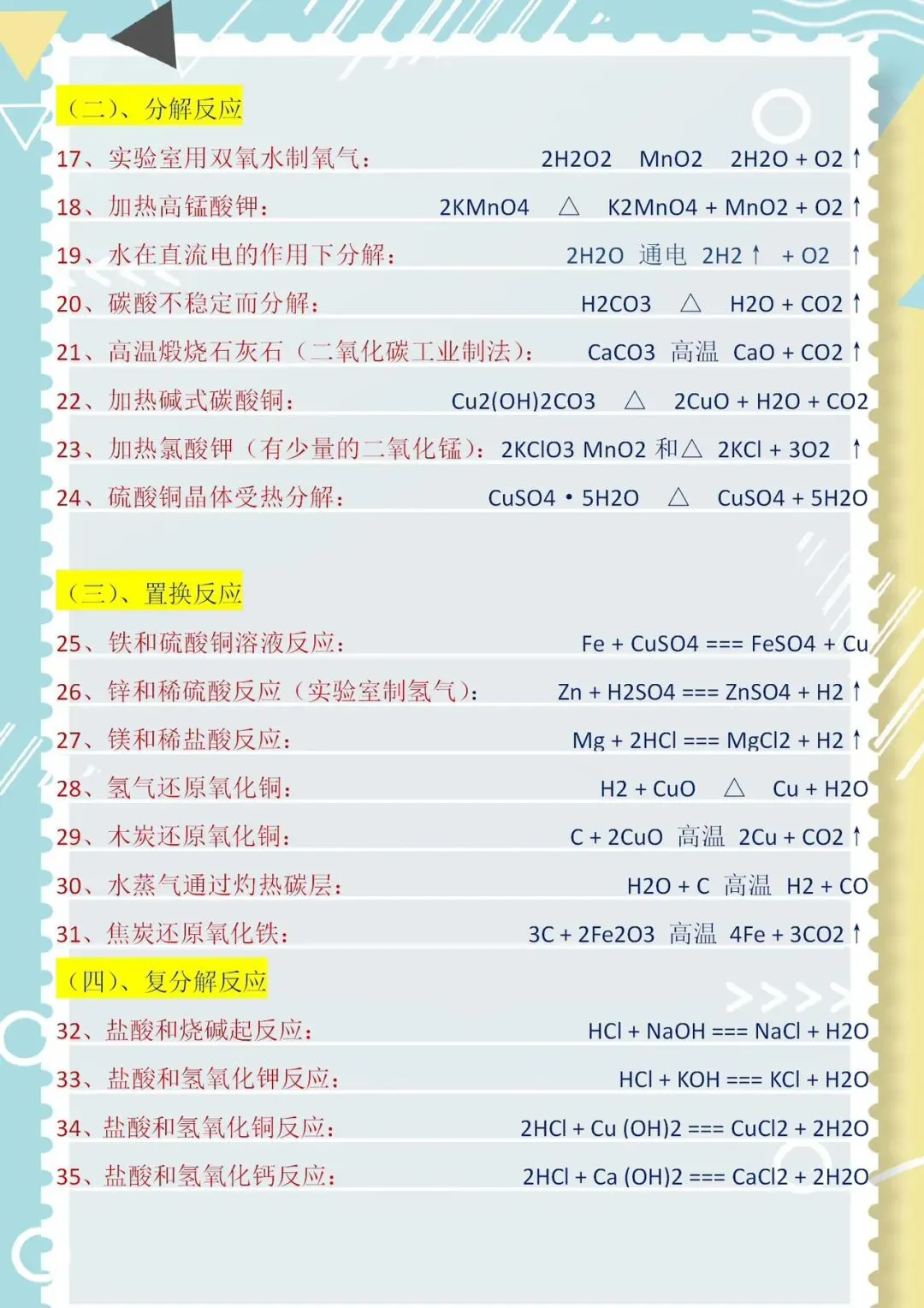 建议收藏|初三化学反应公式大全-第3张图片-四季读书网 建议收藏|初三化学反应公式大全-第3张图片-四季读书网