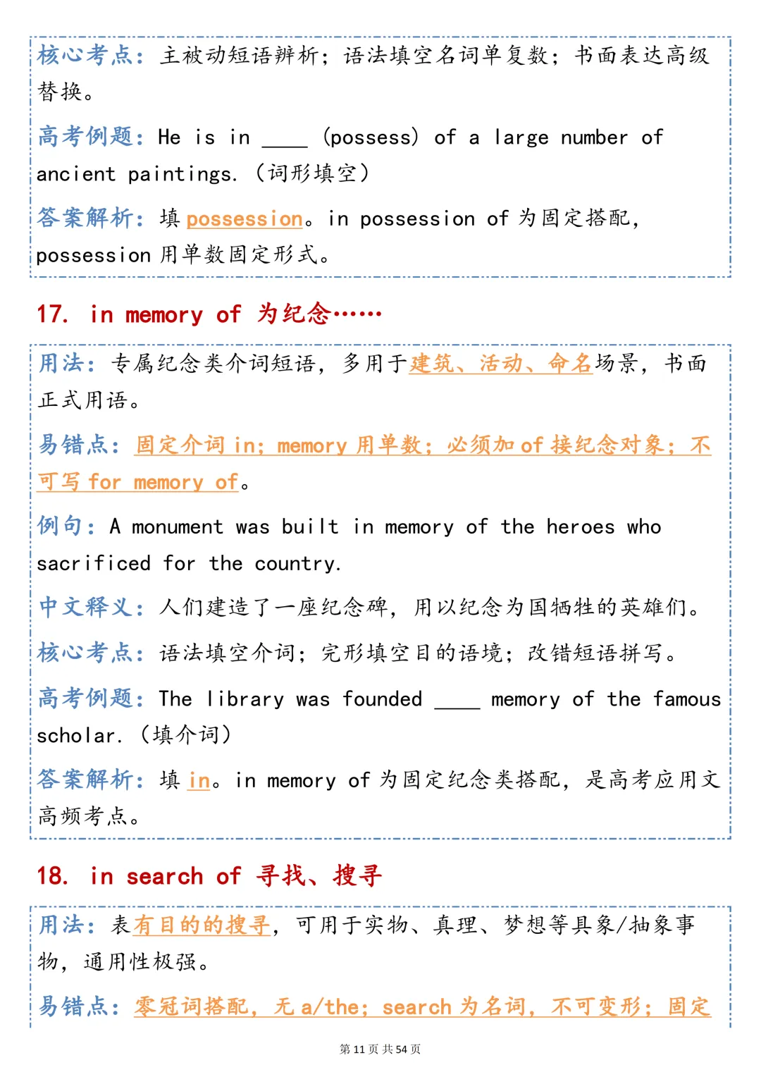 高考英语 100 个介词固定搭配|语法填空 + 短文改错核心考点,直接打印背诵-第11张图片-四季读书网