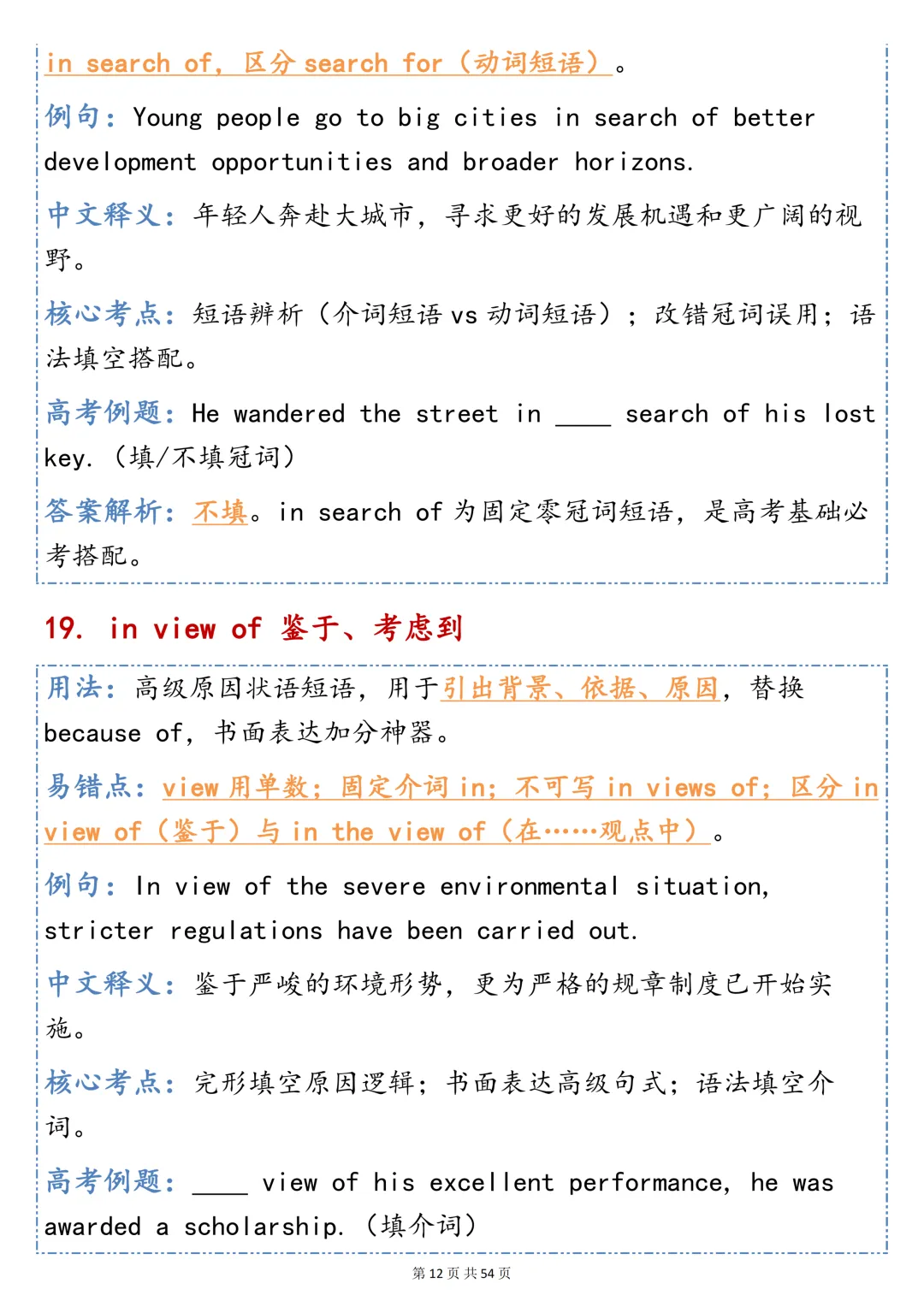 高考英语 100 个介词固定搭配|语法填空 + 短文改错核心考点,直接打印背诵-第12张图片-四季读书网