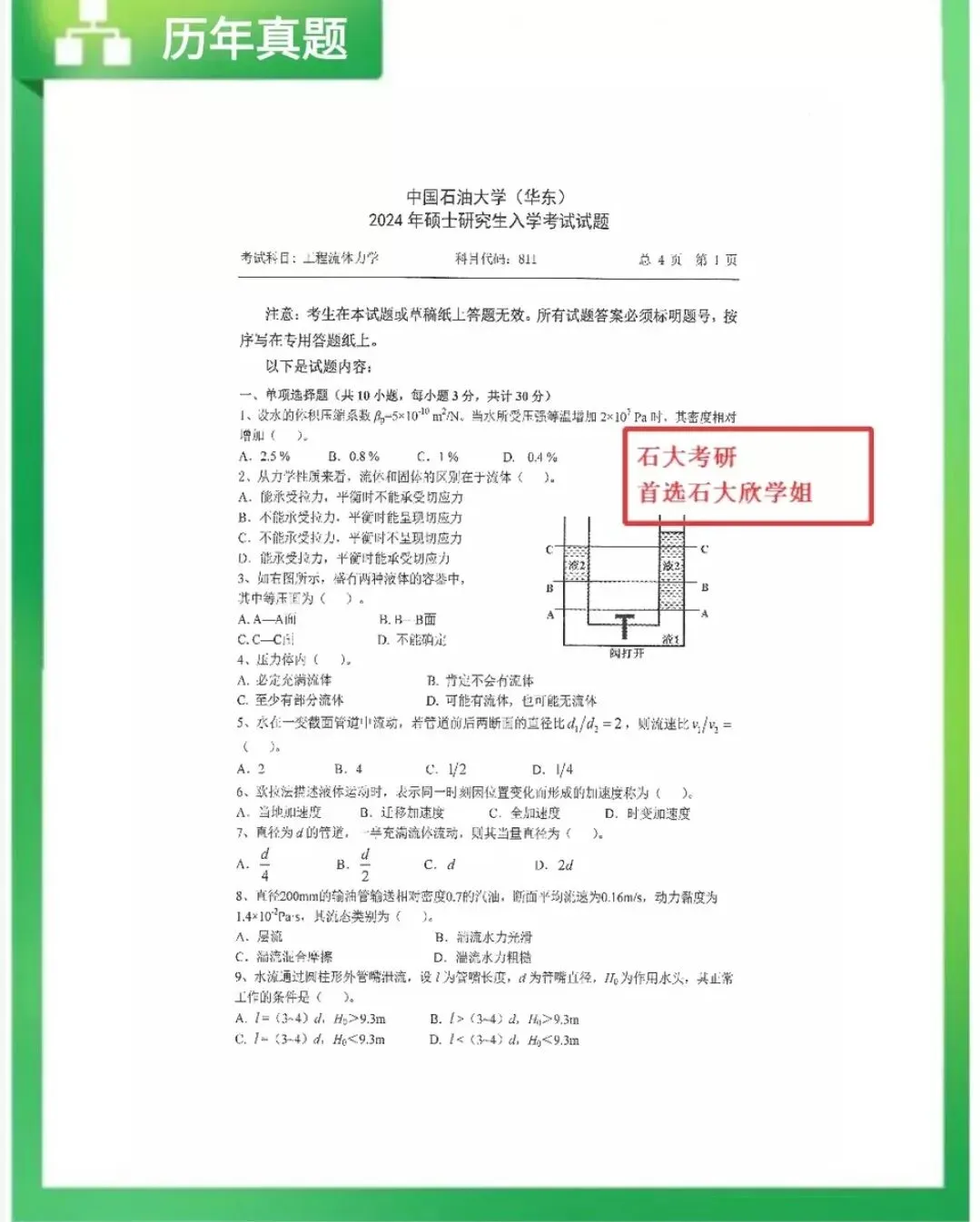 中国石油大学华东考研考试重点分析,大纲划重点,811工程流体力学考试大纲划重点分析,考试重点分析,811工程流体力学复习资料-第4张图片-四季读书网