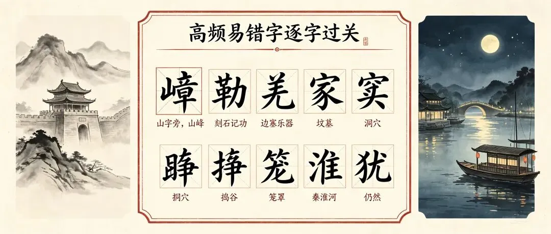 三百一十六日·语文伴中考|Day39(2026.09.20)中旬易错字复盘:守住默写满分,杜绝低级丢分-第2张图片-四季读书网 三百一十六日·语文伴中考|Day39(2026.09.20)中旬易错字复盘:守住默写满分,杜绝低级丢分-第2张图片-四季读书网