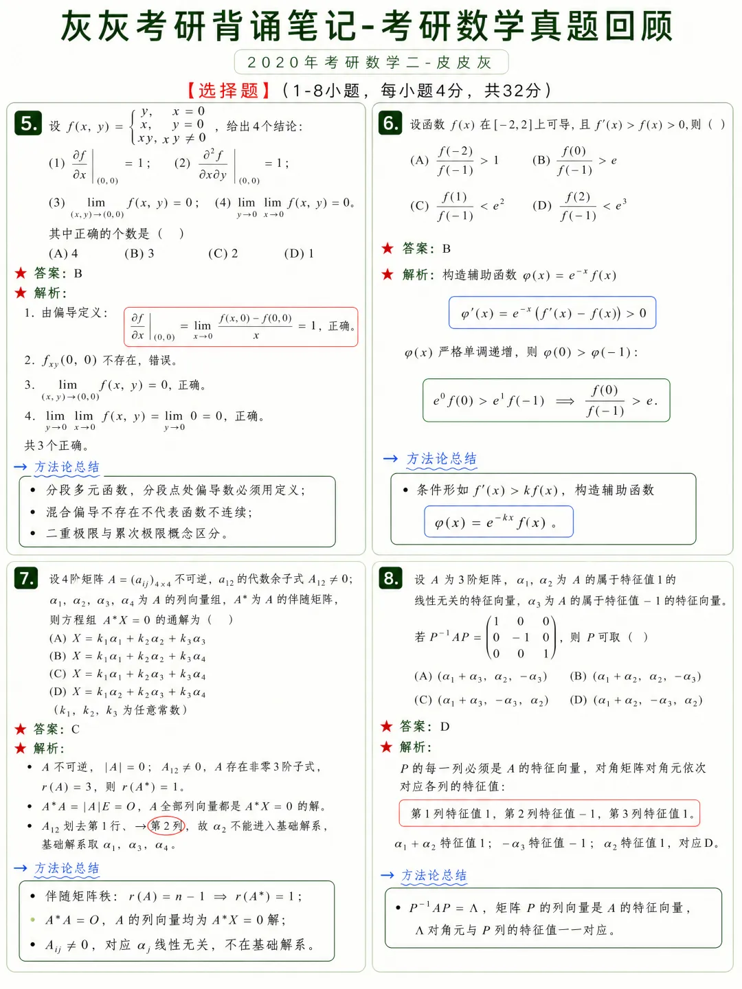 【2020年】考研数学二真题回顾-第3张图片-四季读书网