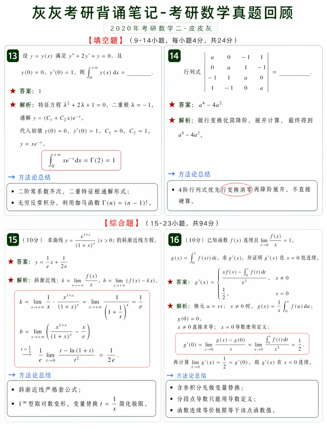 【2020年】考研数学二真题回顾-第5张图片-四季读书网
