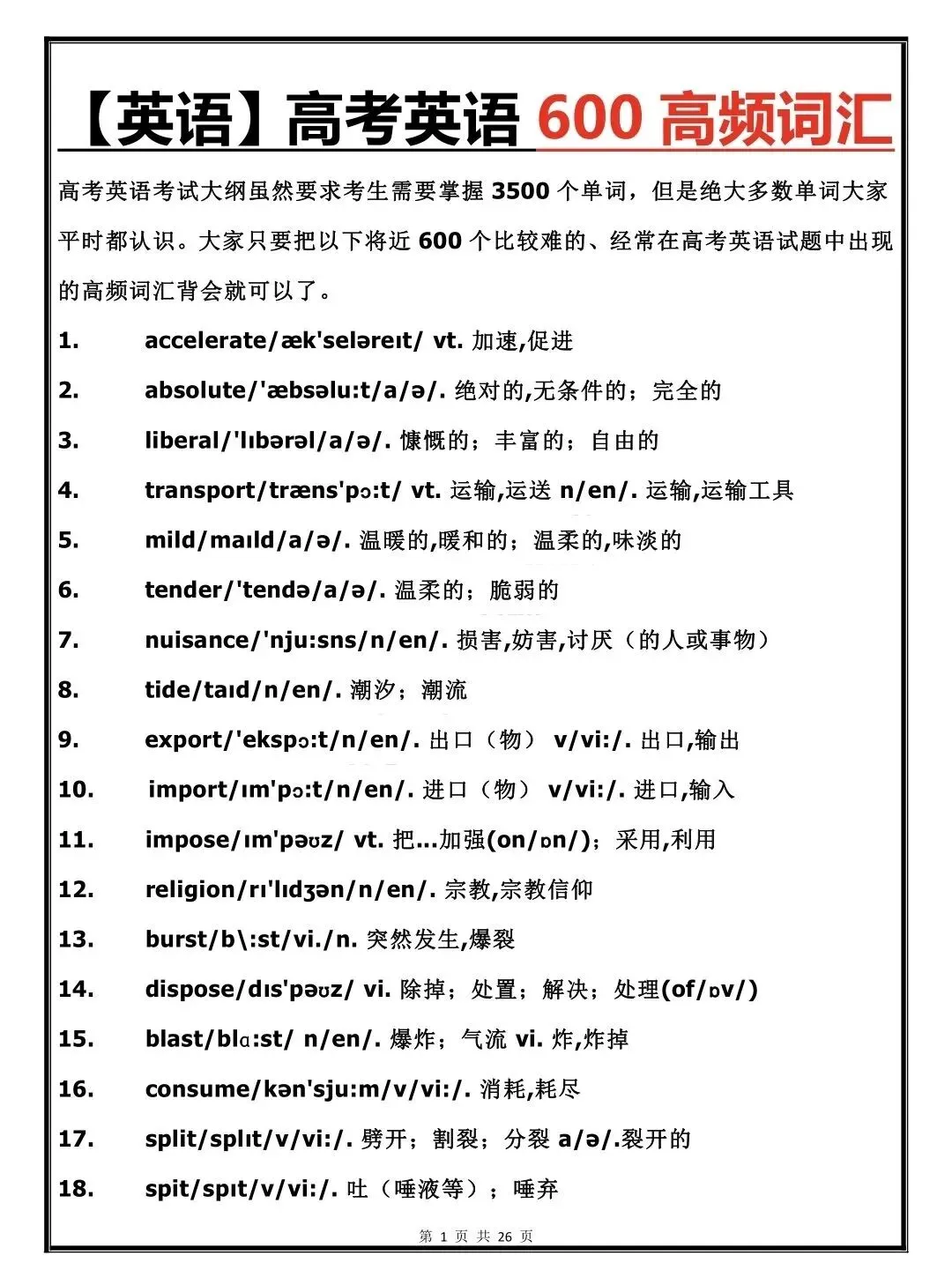 高考| 上海高考英语600个高频核心词汇(附词汇表PDF)-第4张图片-四季读书网 高考| 上海高考英语600个高频核心词汇(附词汇表PDF)-第4张图片-四季读书网
