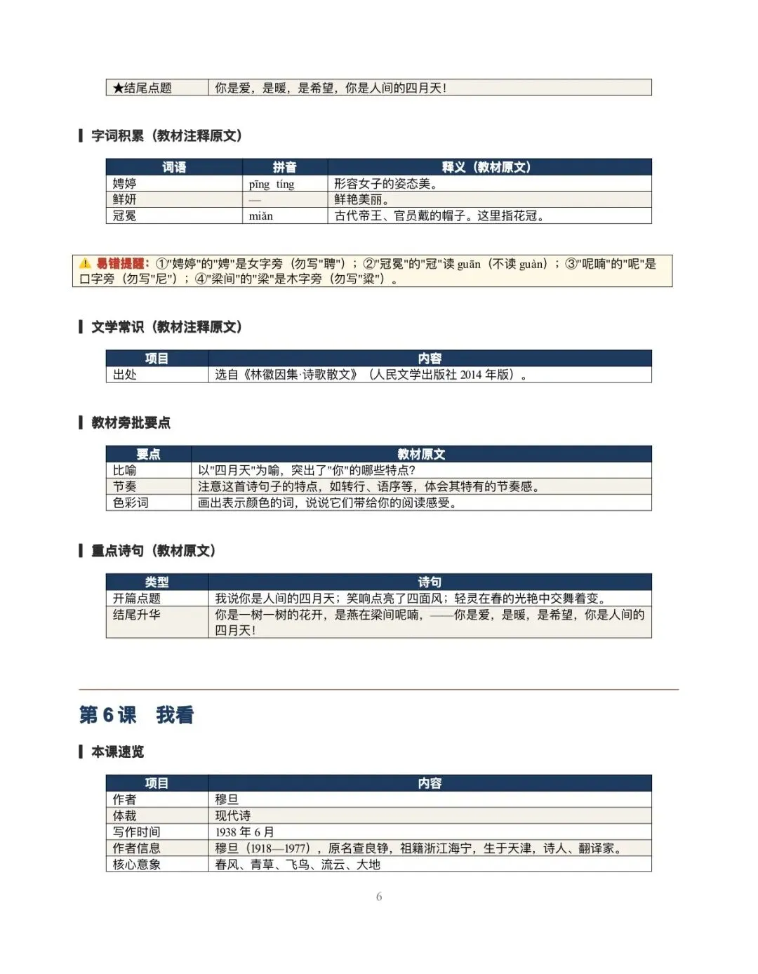 初三语文 | 2026秋新教材人教版九年级上册全册第一单元至第八单元知识点汇总,word版可编辑!-第9张图片-四季读书网