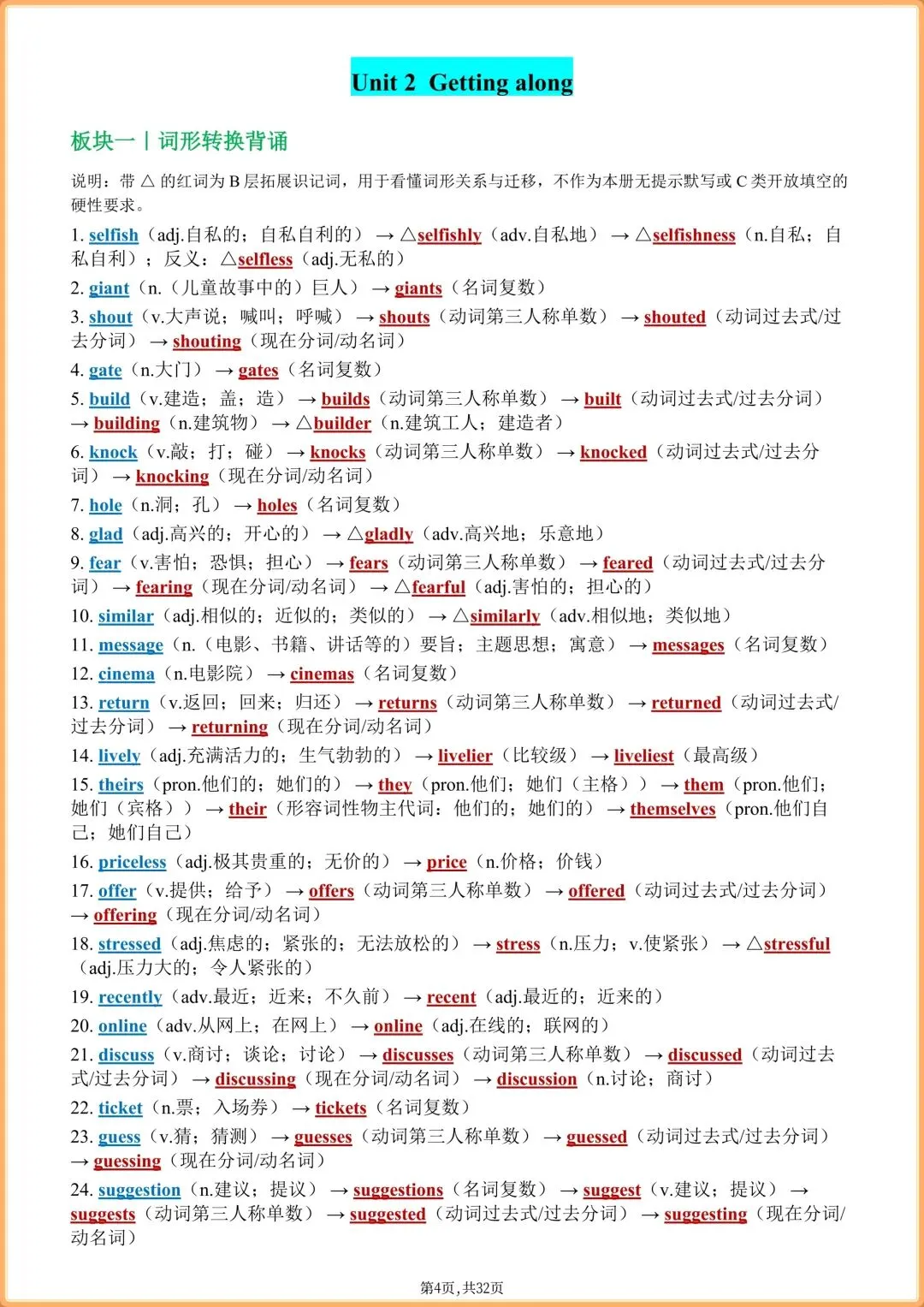 初二英语|2026新教材八年级上册英语(外研版)全册单词背默表+单词音频+词性转换(背诵版+默写版),电子版可打印!-第17张图片-四季读书网 初二英语|2026新教材八年级上册英语(外研版)全册单词背默表+单词音频+词性转换(背诵版+默写版),电子版可打印!-第17张图片-四季读书网