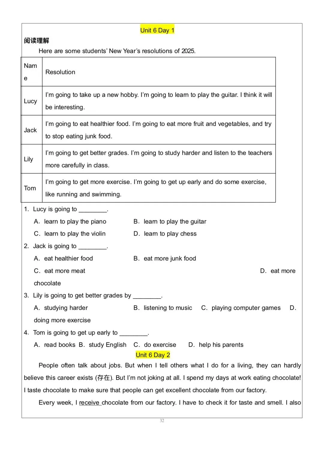 搞定这48篇阅读理解|中考英语145稳了|八上英语|阅读理解-第32张图片-四季读书网 搞定这48篇阅读理解|中考英语145稳了|八上英语|阅读理解-第32张图片-四季读书网