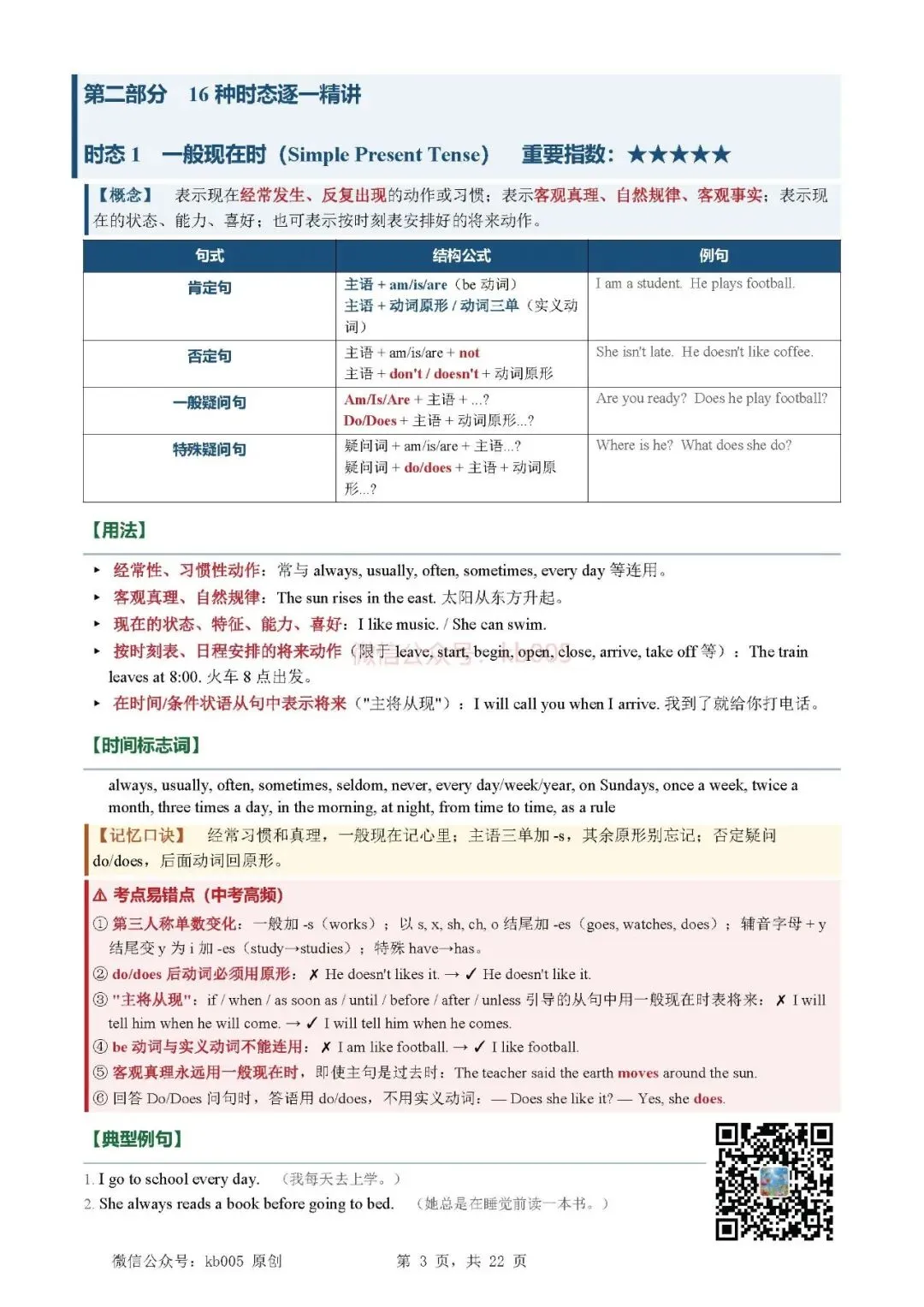 中考英语必备16种时态 精讲速记手册(含口诀与易错点,可打印)-第3张图片-四季读书网 中考英语必备16种时态 精讲速记手册(含口诀与易错点,可打印)-第3张图片-四季读书网