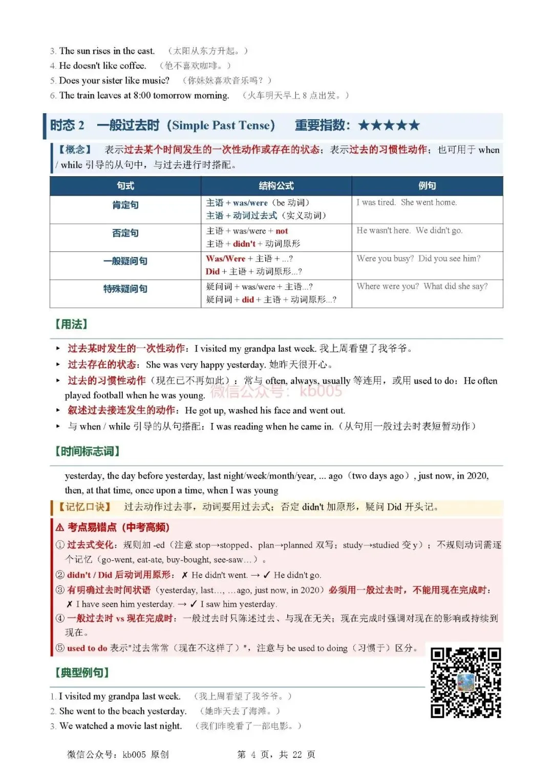 中考英语必备16种时态 精讲速记手册(含口诀与易错点,可打印)-第4张图片-四季读书网 中考英语必备16种时态 精讲速记手册(含口诀与易错点,可打印)-第4张图片-四季读书网