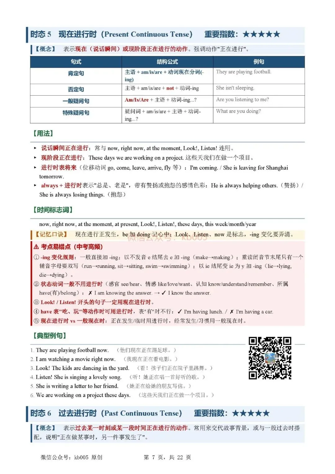 中考英语必备16种时态 精讲速记手册(含口诀与易错点,可打印)-第7张图片-四季读书网 中考英语必备16种时态 精讲速记手册(含口诀与易错点,可打印)-第7张图片-四季读书网