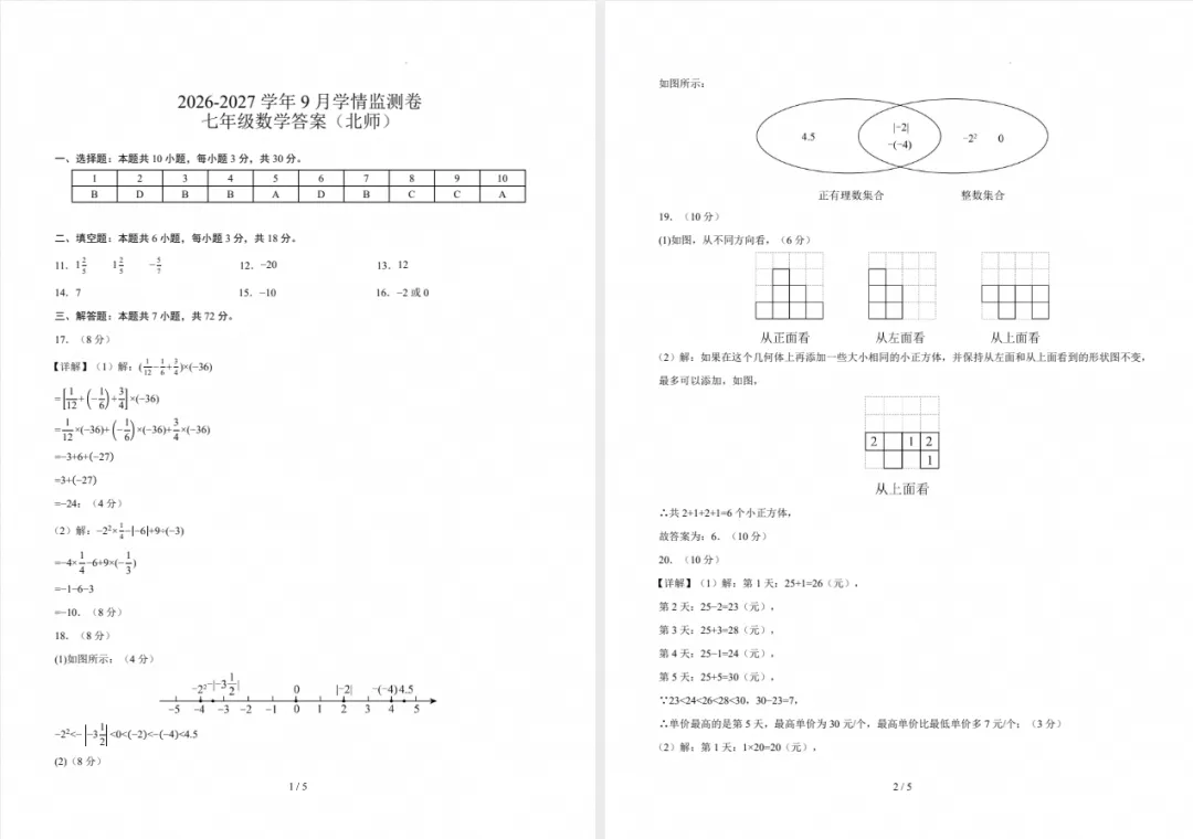 【初一月考】2026-2027 学年七年级 9 月学情监测卷-第7张图片-四季读书网