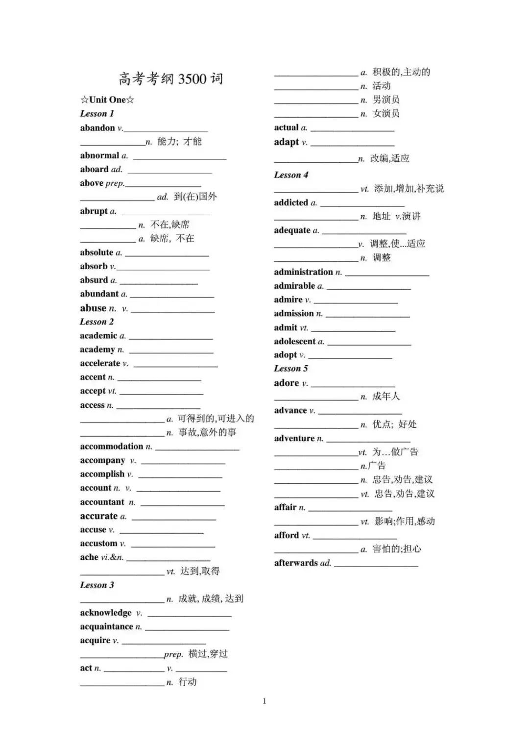 高考英语考纲3500词默写+背诵-第2张图片-四季读书网 高考英语考纲3500词默写+背诵-第2张图片-四季读书网