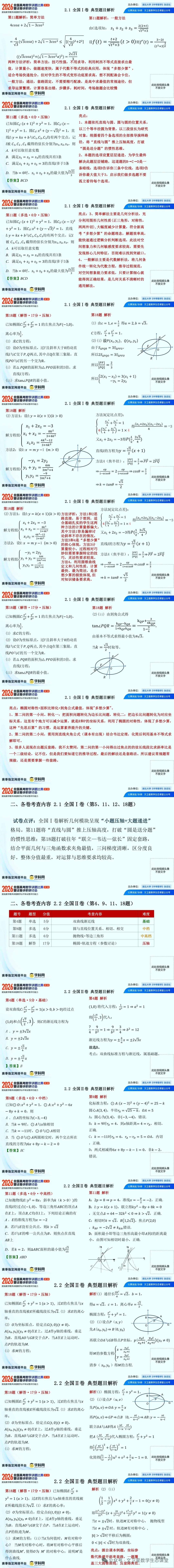 讲题比赛:2026年高考数学解析几何模块深度分析-第3张图片-四季读书网