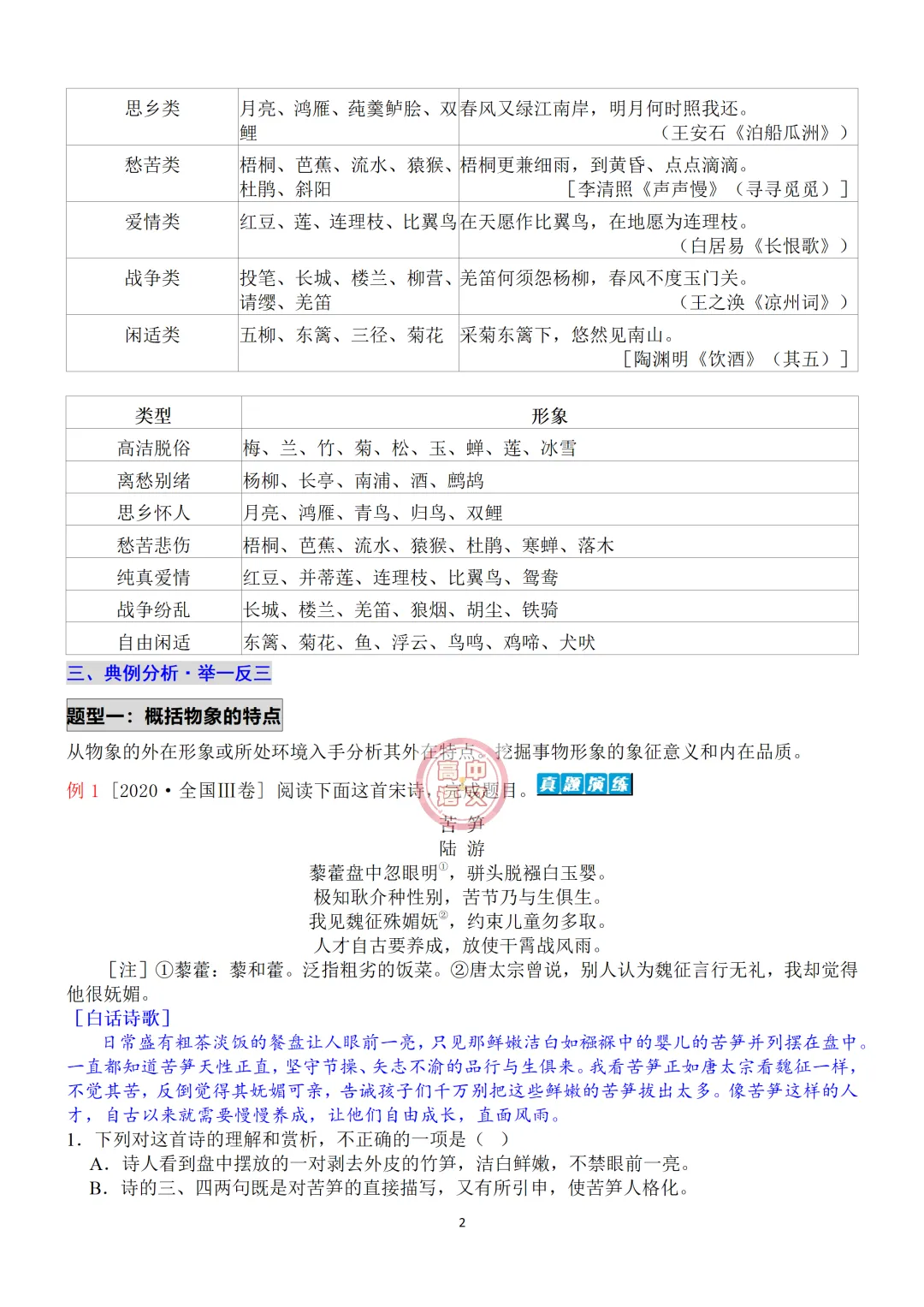 高考语文总复习古代诗歌鉴赏,鉴赏形象之人物形象!-第15张图片-四季读书网 高考语文总复习古代诗歌鉴赏,鉴赏形象之人物形象!-第15张图片-四季读书网