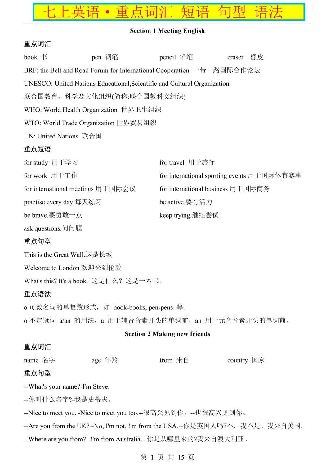 初一英语|背诵 + 默写清单,搞定单词句型 每天打卡,基础稳稳拿分-第7张图片-四季读书网 初一英语|背诵 + 默写清单,搞定单词句型 每天打卡,基础稳稳拿分-第7张图片-四季读书网