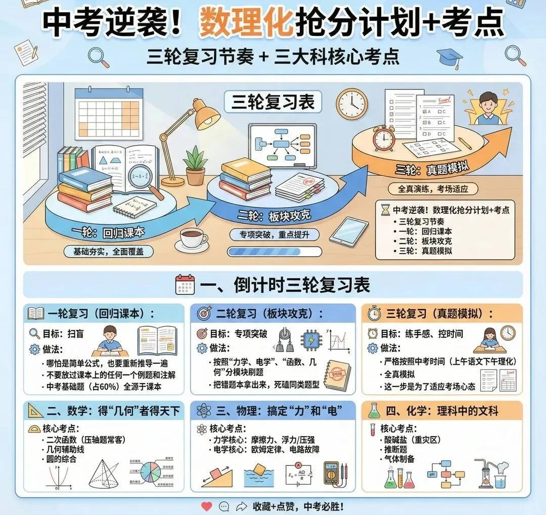 中考数理化逆袭!三轮抢分计划+核心考点,直接照着背-第1张图片-四季读书网 中考数理化逆袭!三轮抢分计划+核心考点,直接照着背-第1张图片-四季读书网