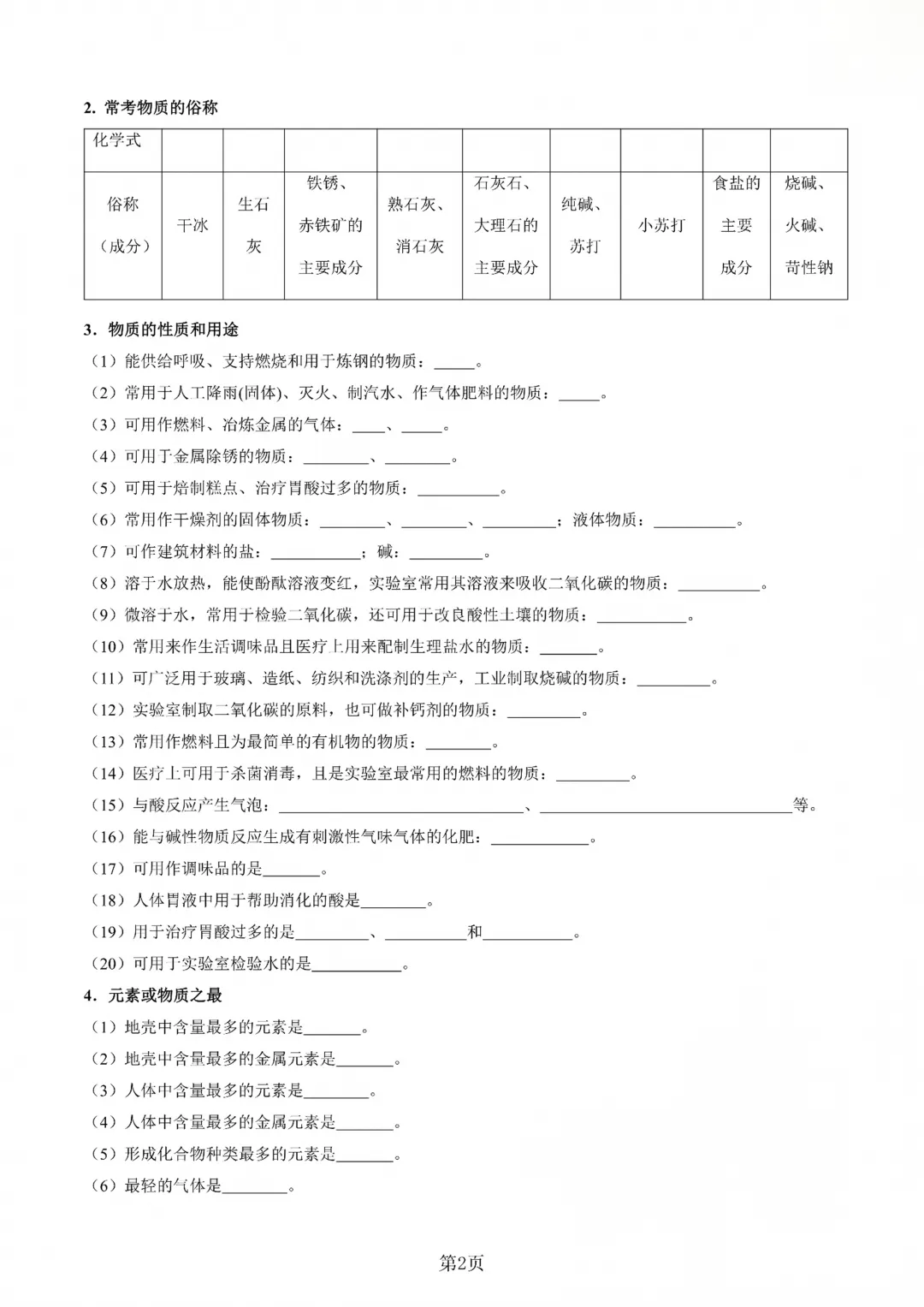 中考化学 | 专项复习背诵清单01(含答案)-第3张图片-四季读书网