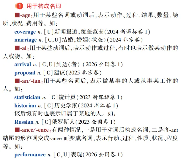 高考英语构词法参考(2026修订):所有例词100%来自真题-第13张图片-四季读书网