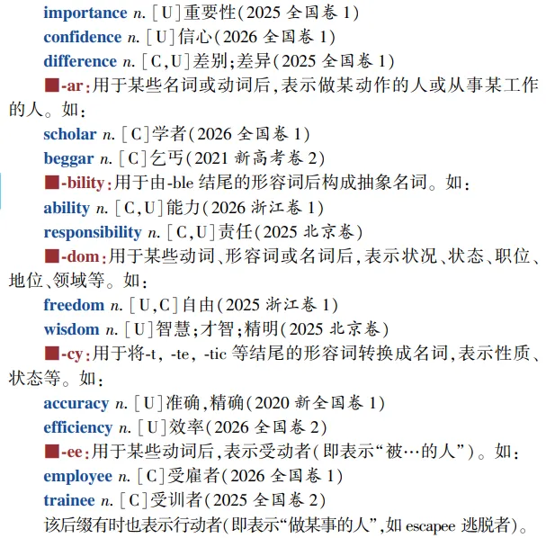 高考英语构词法参考(2026修订):所有例词100%来自真题-第14张图片-四季读书网