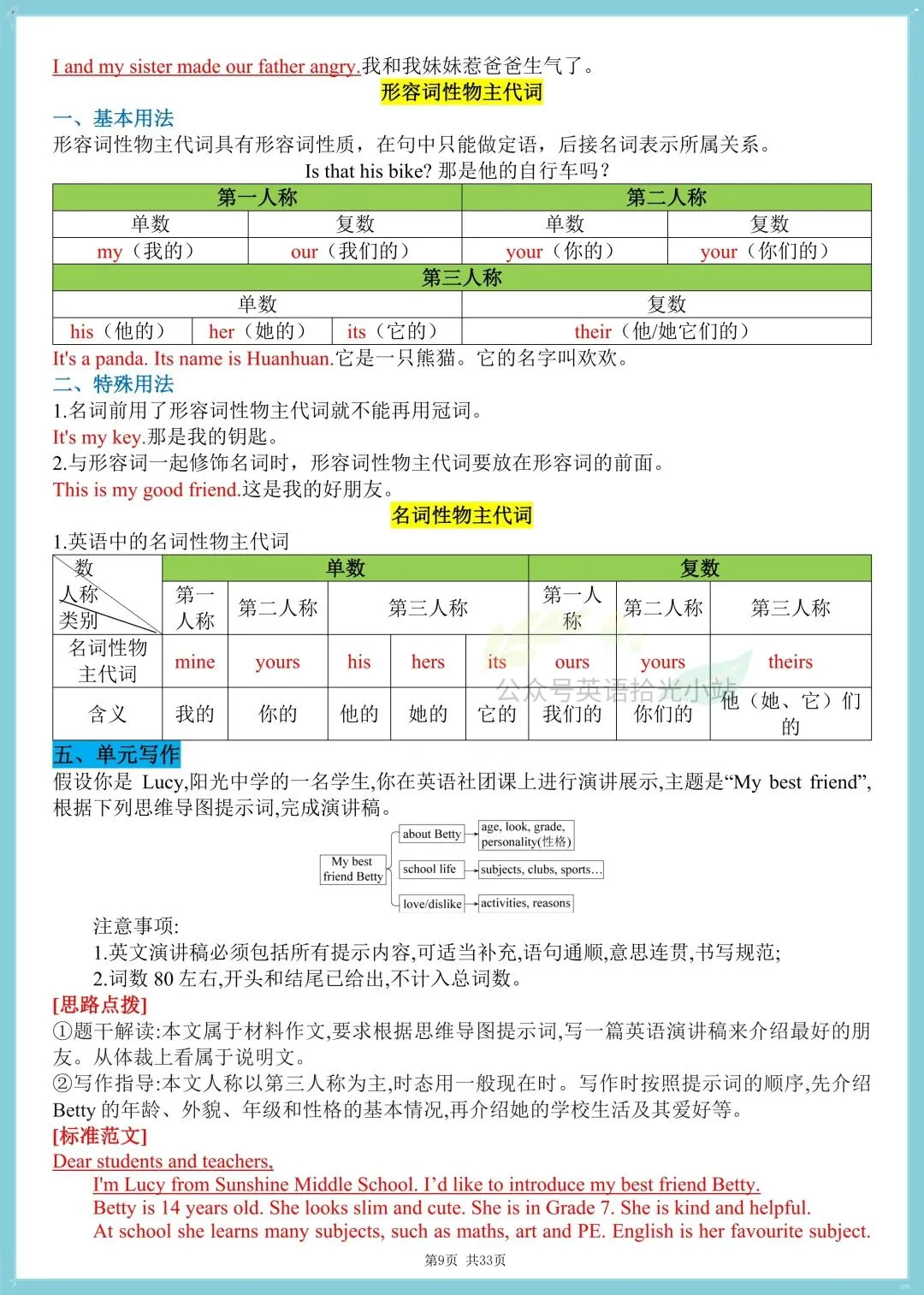 初一英语|人教版七上英语1-8单元知识点+语法汇总清单,可打印!-第8张图片-四季读书网 初一英语|人教版七上英语1-8单元知识点+语法汇总清单,可打印!-第8张图片-四季读书网