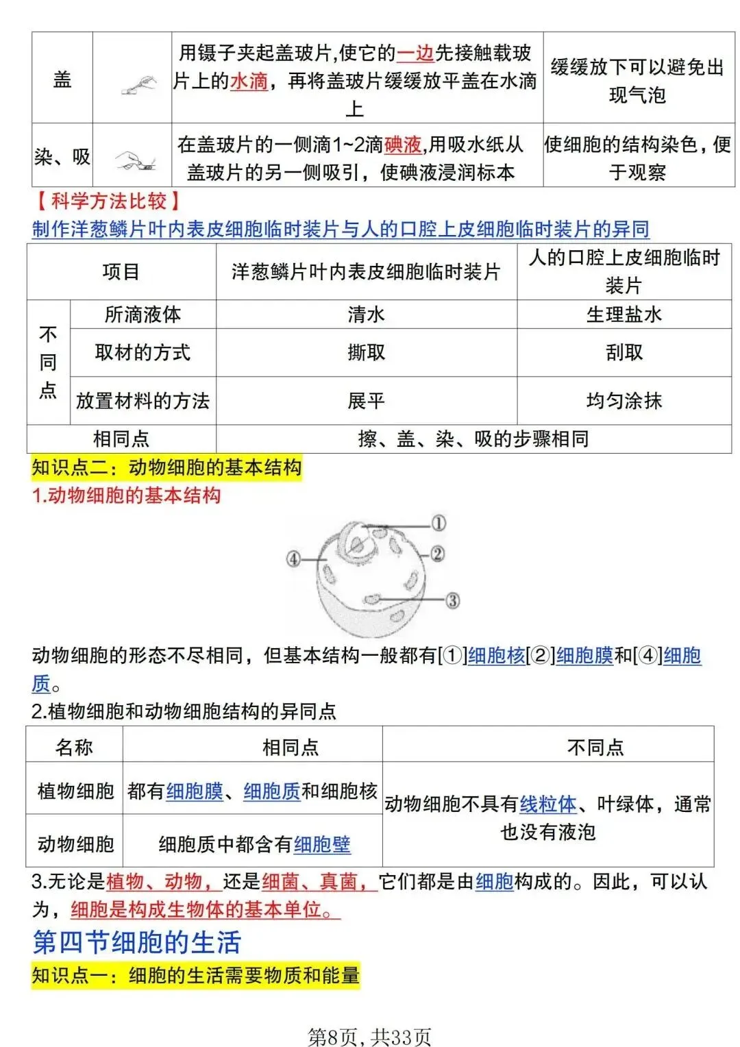 初一新版 2026 年七上生物全册基础知识点背诵总结,电子打印版!-第7张图片-四季读书网 初一新版 2026 年七上生物全册基础知识点背诵总结,电子打印版!-第7张图片-四季读书网