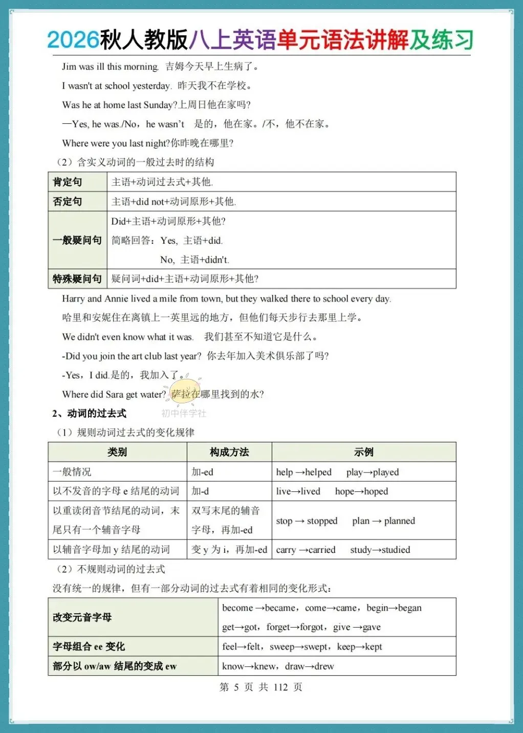 初二2026秋(人教版)八年级上册英语单元语法详解+练习!-第7张图片-四季读书网