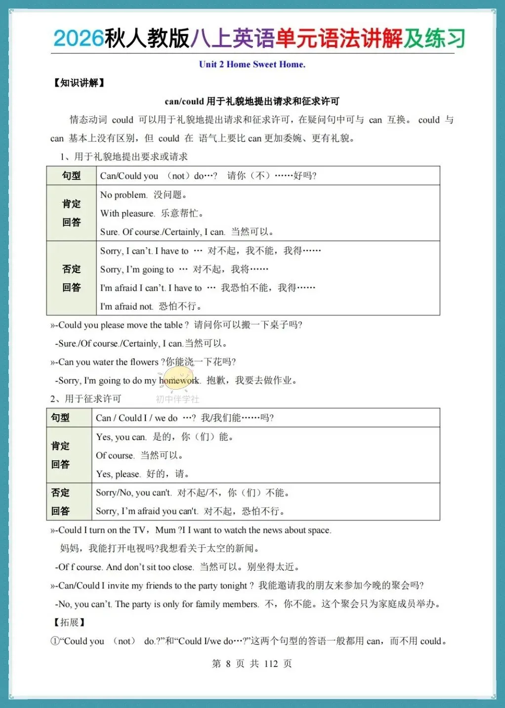 初二2026秋(人教版)八年级上册英语单元语法详解+练习!-第10张图片-四季读书网