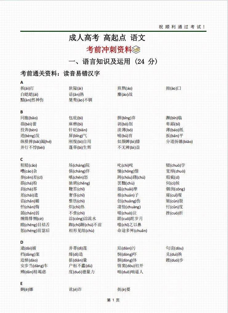 2026年成人高考高起专各科考前冲刺资料-第1张图片-四季读书网