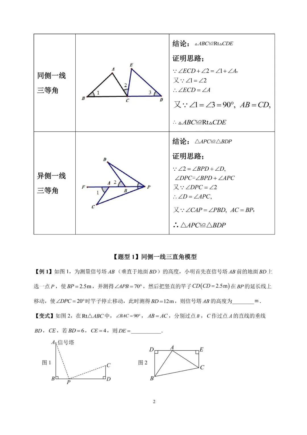 【初二数学小专题丨第6期】全等三角形《一线三等角模型》-第3张图片-四季读书网 【初二数学小专题丨第6期】全等三角形《一线三等角模型》-第3张图片-四季读书网