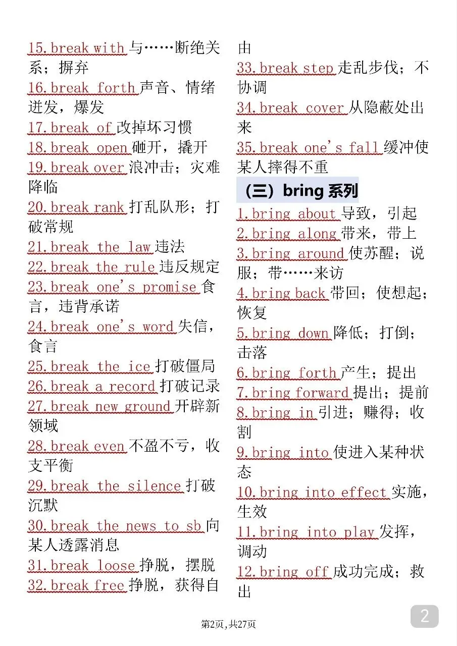中考英语考前必背688个固定搭配-第2张图片-四季读书网