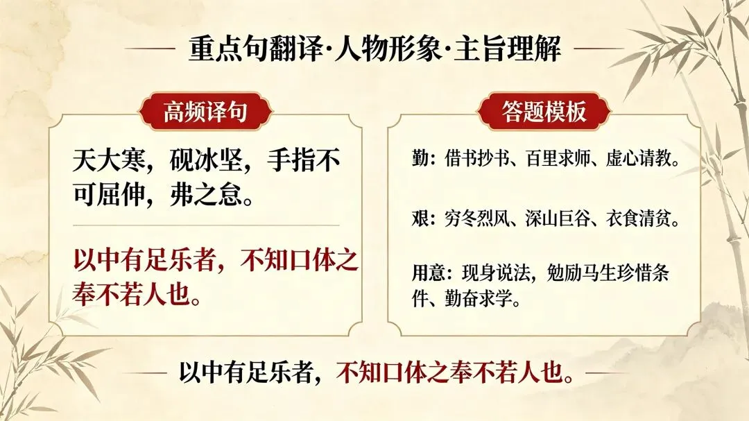 三百一十六日·语文伴中考|Day41(2026.09.22)《送东阳马生序》|必考文言文重点词句梳理(广西防城港专版)-第3张图片-四季读书网 三百一十六日·语文伴中考|Day41(2026.09.22)《送东阳马生序》|必考文言文重点词句梳理(广西防城港专版)-第3张图片-四季读书网