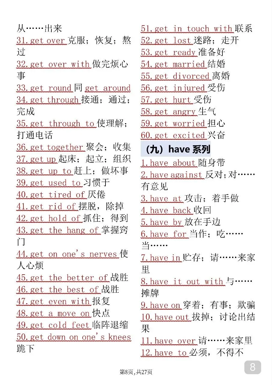 中考英语考前必背688个固定搭配-第8张图片-四季读书网