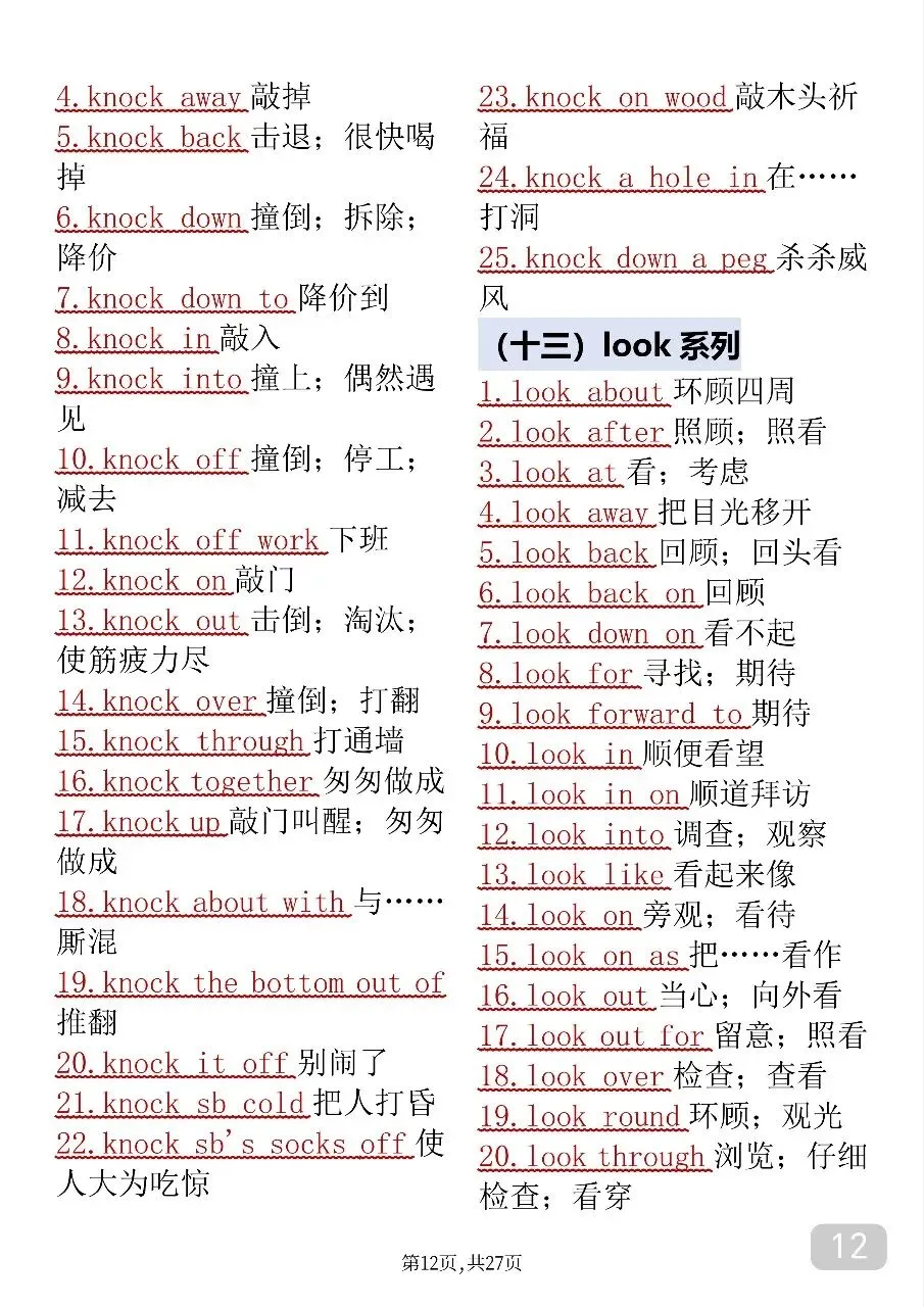 中考英语考前必背688个固定搭配-第12张图片-四季读书网