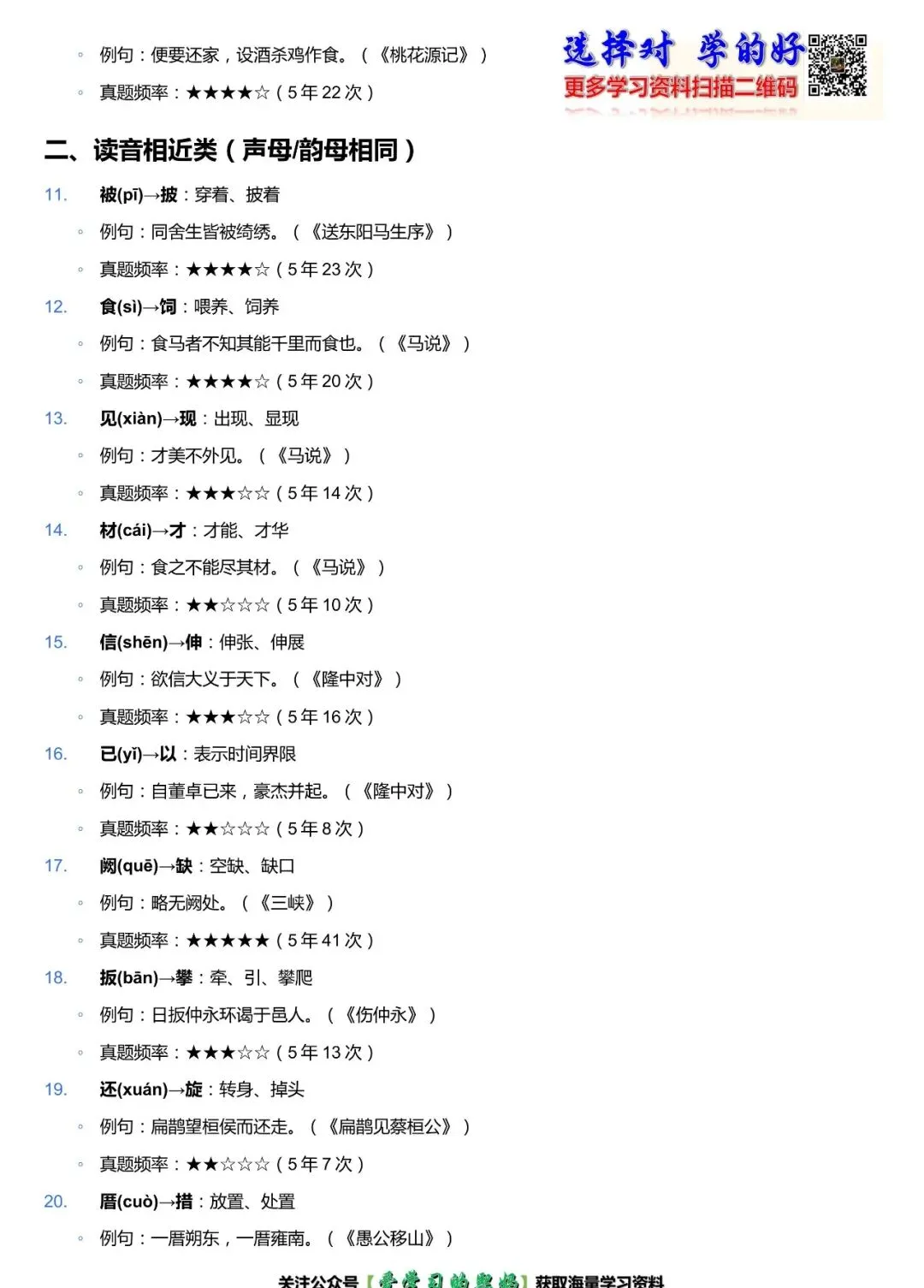 中考语文高频文言通假字 100 例|真题归纳,文言文实词必背清单-第5张图片-四季读书网 中考语文高频文言通假字 100 例|真题归纳,文言文实词必背清单-第5张图片-四季读书网
