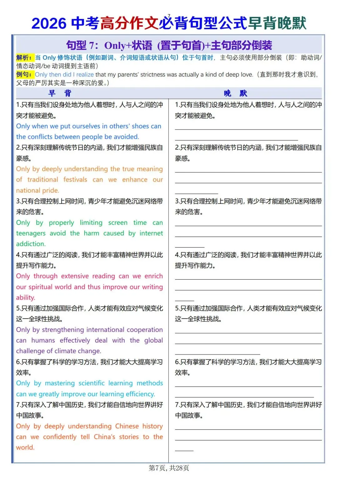 中考英语高分作文必背句型公式早背晚默-第9张图片-四季读书网
