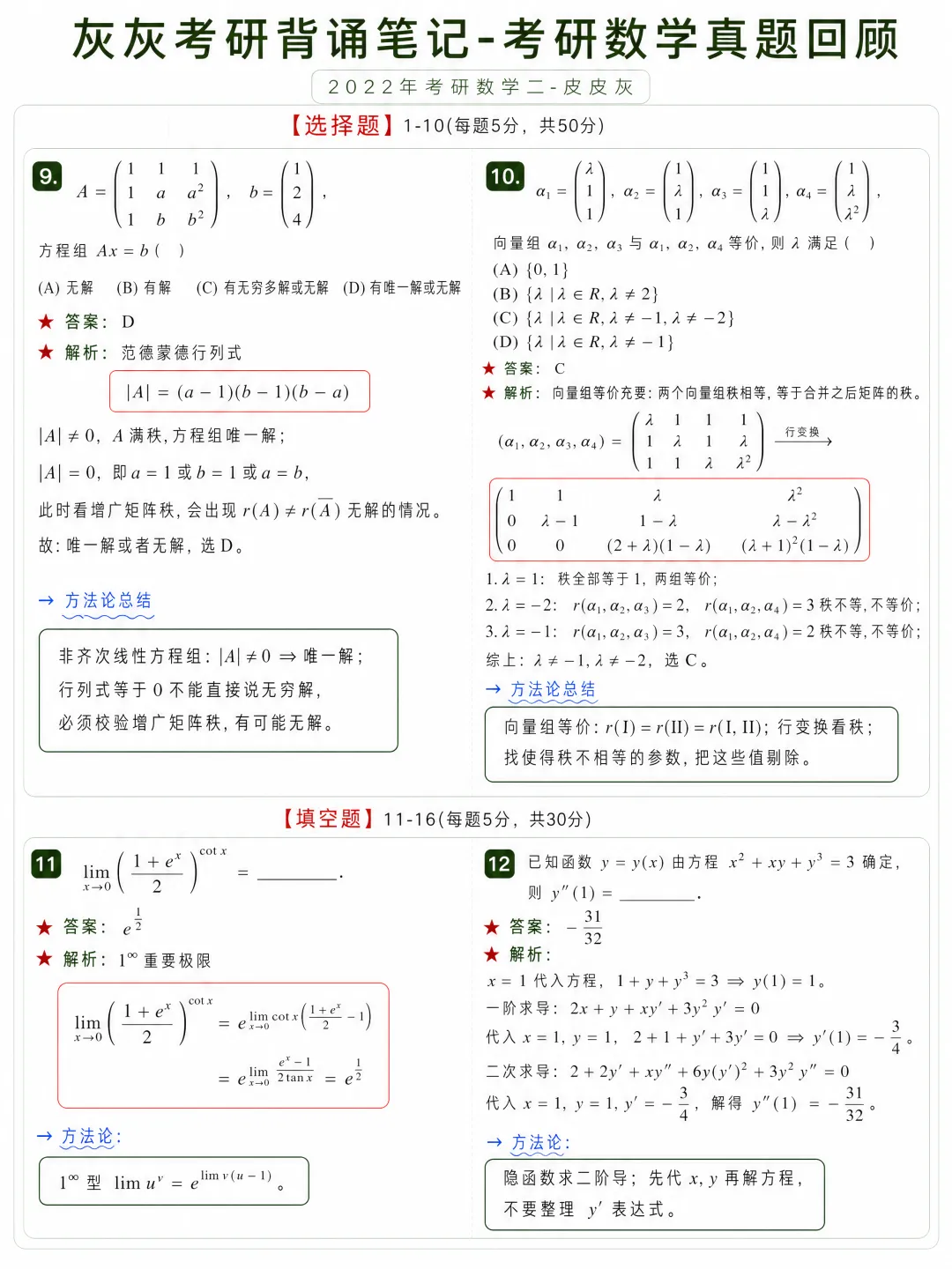 【2022年】考研数学二真题方法论-第4张图片-四季读书网