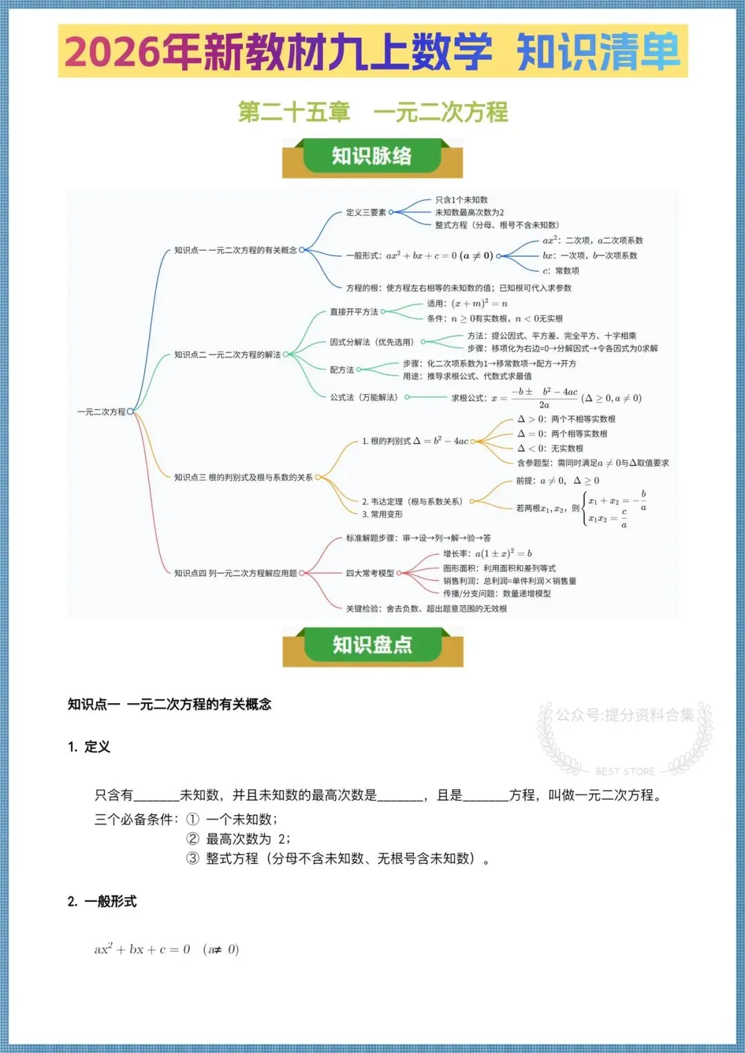 2026年新教材初三九年级上册数学(人教版)单元知识清单填空+易错练习,电子版可打印!-第1张图片-四季读书网 2026年新教材初三九年级上册数学(人教版)单元知识清单填空+易错练习,电子版可打印!-第1张图片-四季读书网